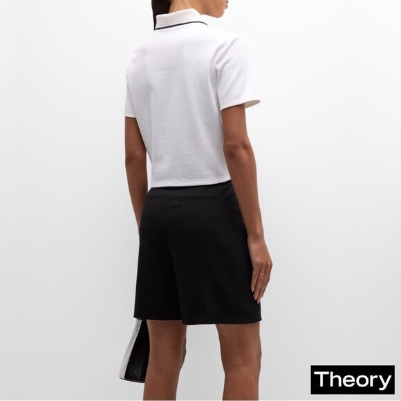Theory **NWT** Zipped Tennis Polo in Cotton-Blend Piqué in White - Picture 4 of 13